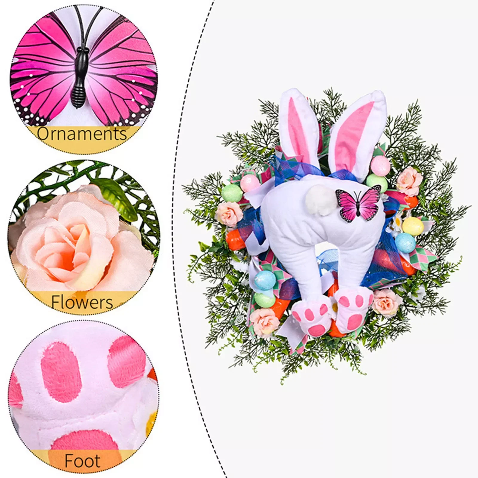 

Home Sign with Wreath Wall Decor Easter Bunny Garland Props Decoration Decoration Atmosphere Christmas Lights for Front Door