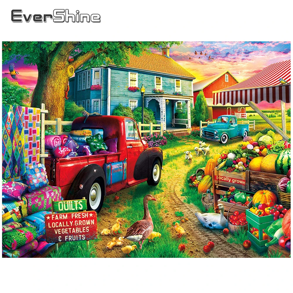 

EverShine полная площадь алмазная вышивка пейзаж картина из страз алмазная мозаика дом вышивка крестиком рукоделие Алмазная живопись автомоби...