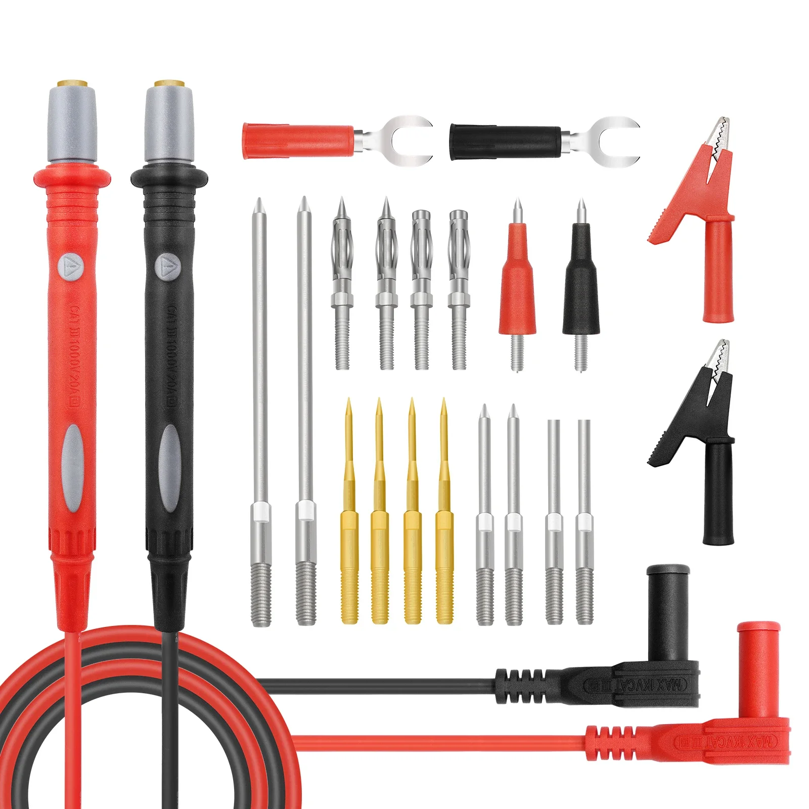 

22-комплект тестовых проводов для мультиметра, силиконовые зонды со сменными иглами, универсальный зажим типа «крокодил» для ремонта электроники