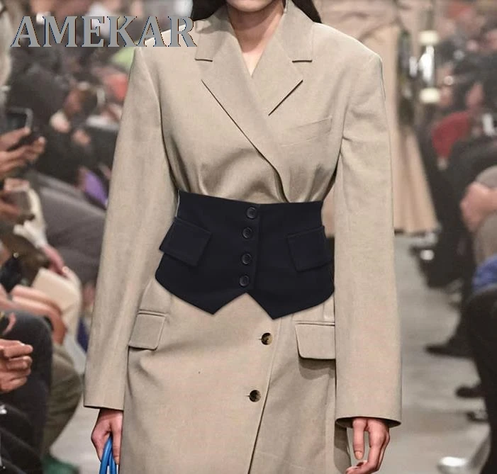 

Универсальный черный эластичный супер широкий пояс для джинсов женское украшение на талию с костюмом модная застежка на талию