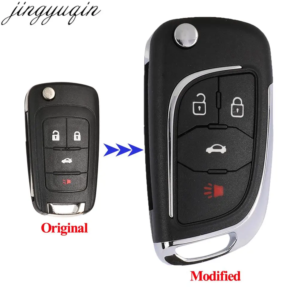 

Jingyuqin Modified Flip Remote Car Key Shell For Chevrolet Cruze Epica Lova Camaro Impala Aveo Malibu Opel Astra Mokka Buick