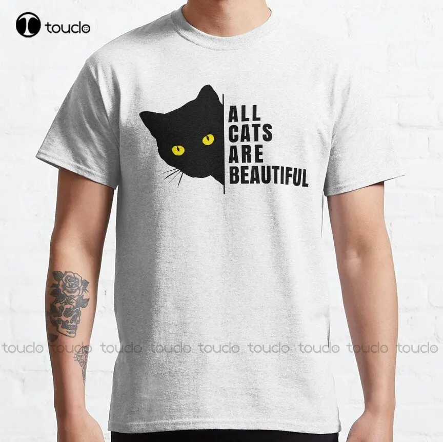 

Все кошки красивые-Acab Классическая футболка на заказ Aldult Подростковая унисекс Цифровая печатная фотография искусственная футболка в подар...