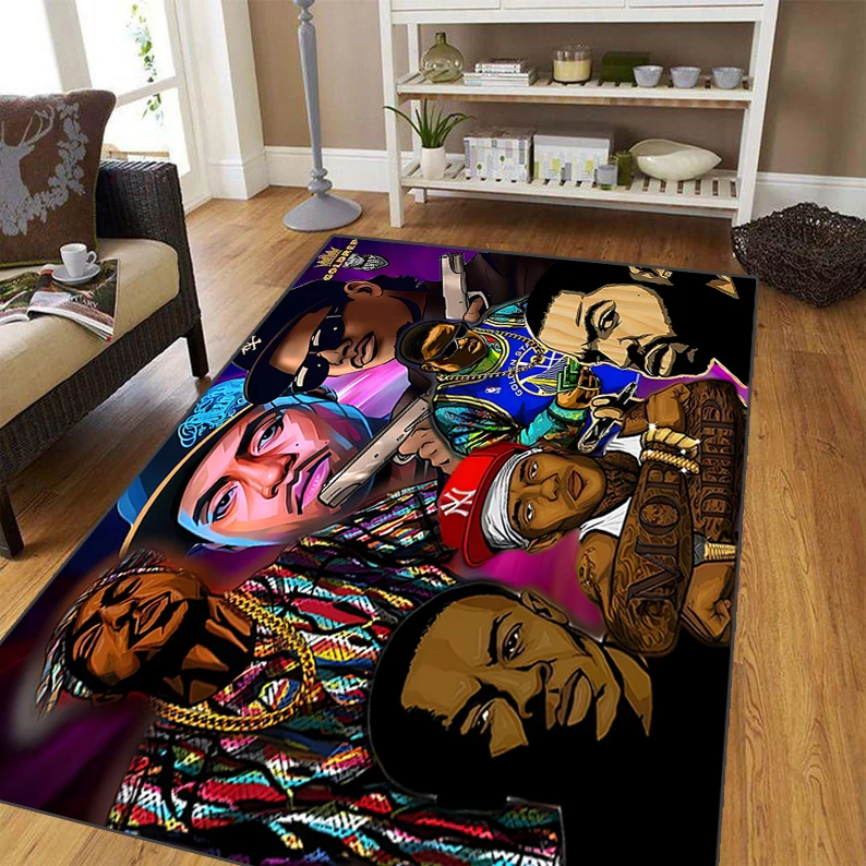 Hip hop music star square print pattern play crawling carpet yoga mat campingTrendy play Picnic mat pet rugs living room carpet