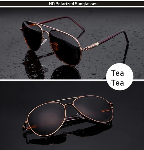 Мужские поляризационные солнцезащитные очки авиаторы в металлической оправе с пружинным шарниром UV400