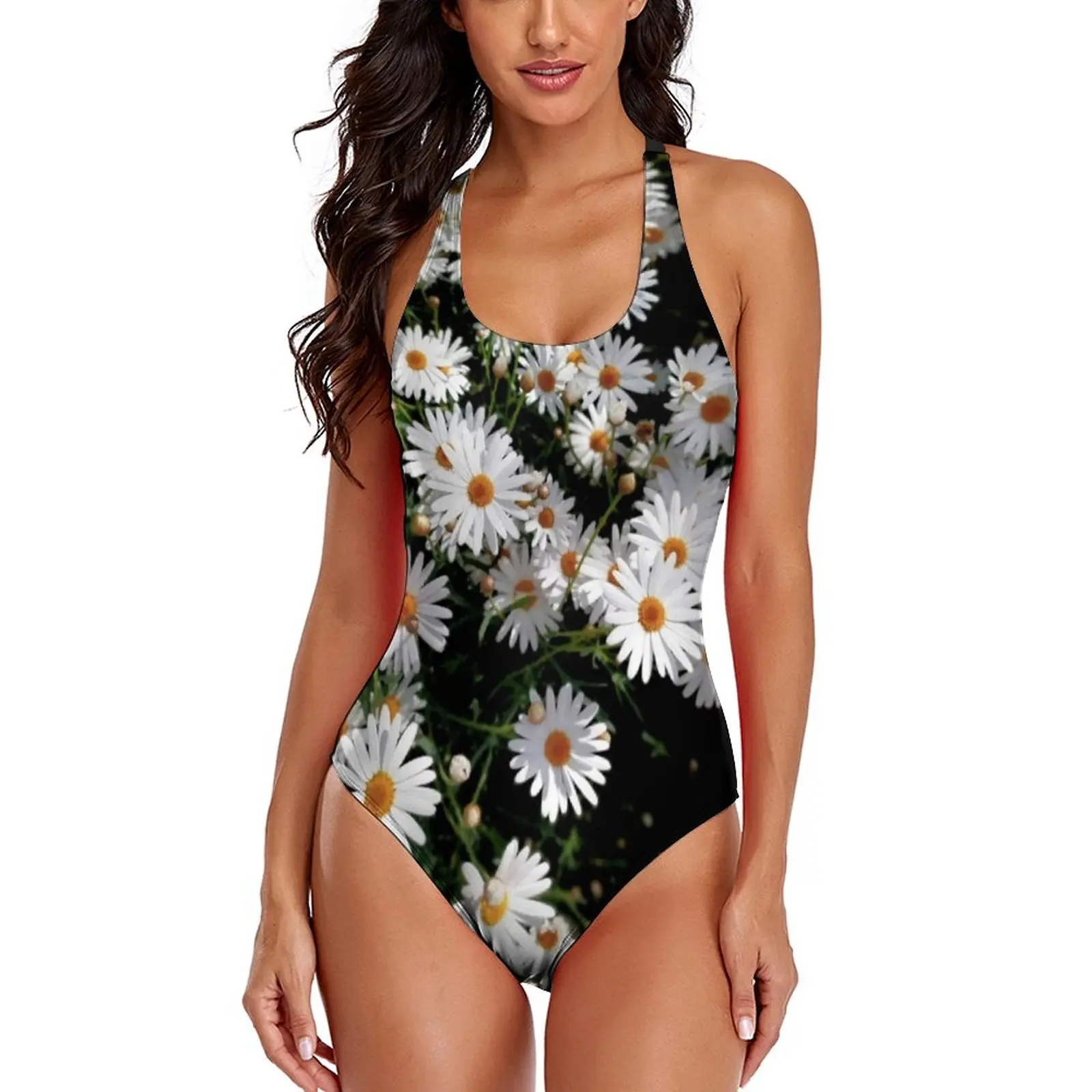 

Daisy Marguerite Floral Flowers Swimsuit Beautiful Daisies Modern Swimwear Fitness Teenager Hot Sale One Piece Bathing Suit