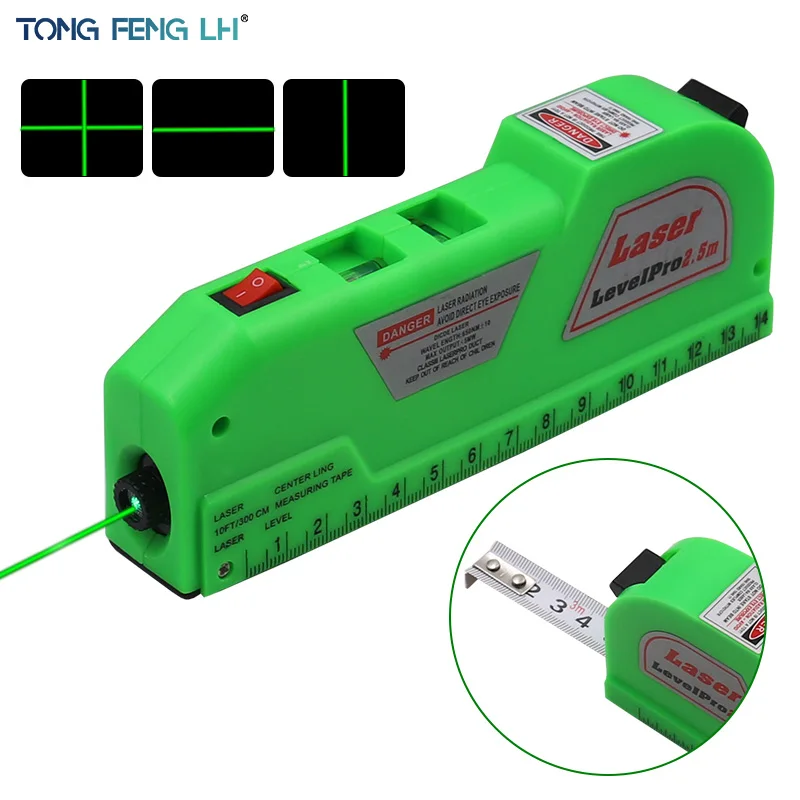 

1Pc Multipurpose Level Laser Horizon Vertical Measure Tape Aligner Bubbles Ruler Aligner Standard and Metric Rulers Cross Line