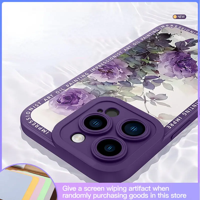 

Luxury Senior Sense Creative Purple Flower Phone Case Suitable for IPhone13 14 11 12mini 6s 7 8plus X Xr Xsmax All-inclusive
