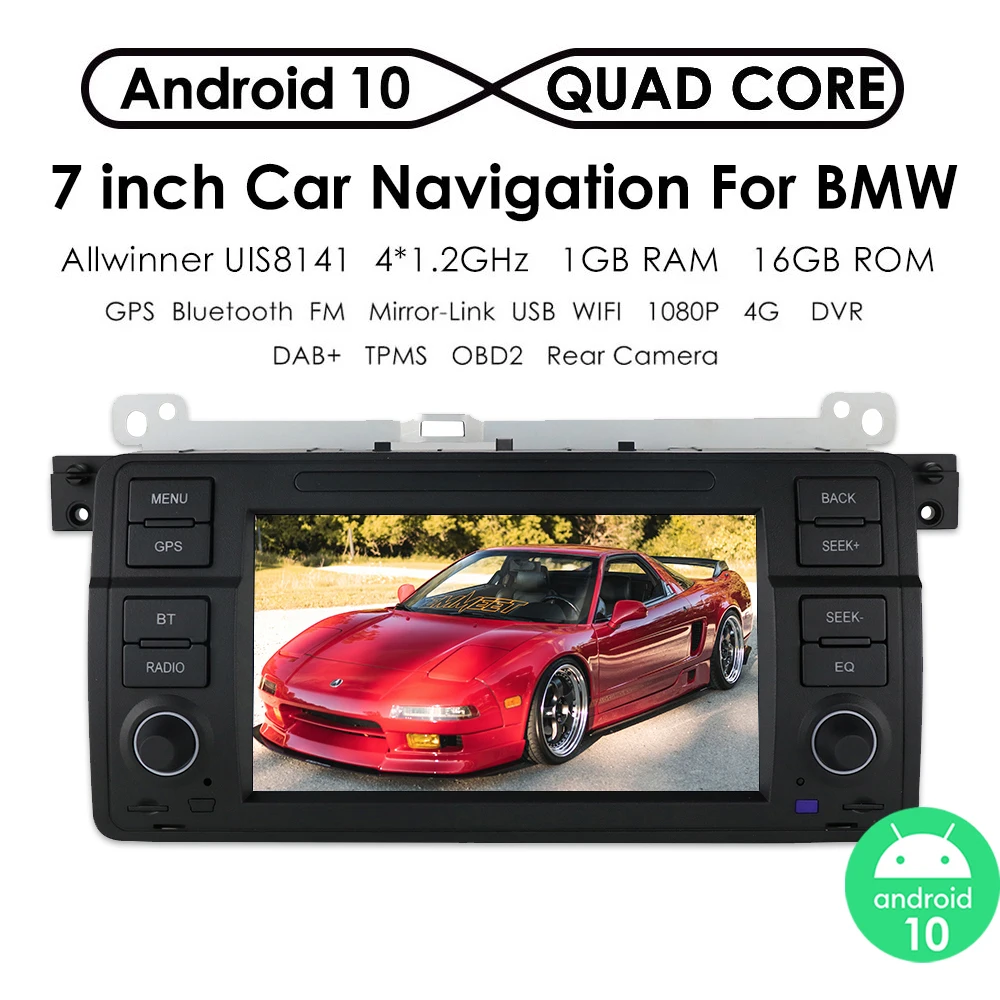 Автомагнитола на Android 10 с GPS-навигацией для BMW 3 E46 Rover 75 MG ZT 1999-2005 Multimidia 1Din стерео 1080P