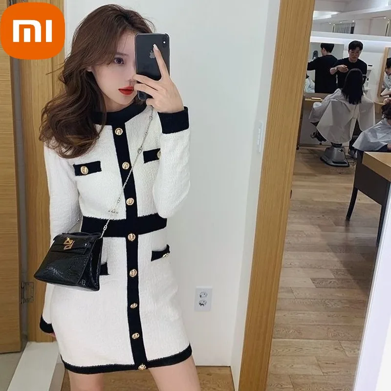 

Xiaomi Knitted One Piece Dress Women Autumn Winter Korean Fashion Warm Knit Bodycon Elegant Long Sleeve Dresses For Women