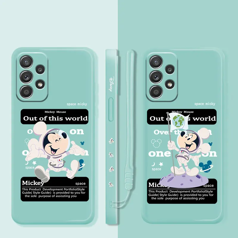 

Disney Astronaut Mickey Mouse Square Liquid Case For Samsung Galaxy A73 A71 A72 A12 A21s A22 A23 A31 A32 A51 A52 A52s A53 A02s