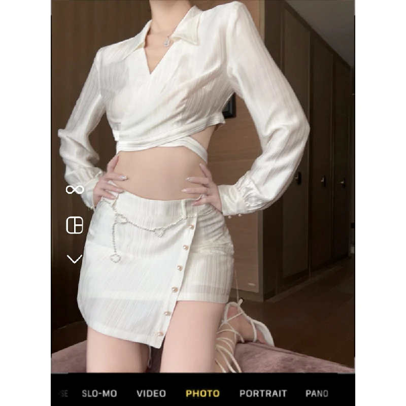 Женский офисный костюм из двух предметов модная повседневная атласная рубашка с