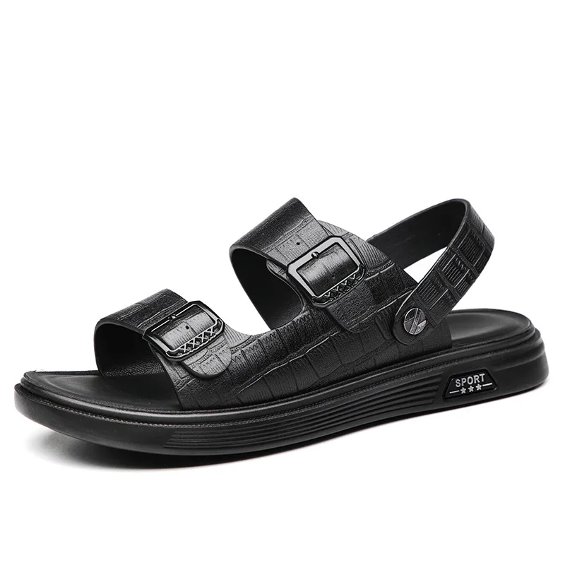 CICIYANG Fashion Sandals Beach Shoes Men's Shoes 2022 Summer New Belt Buckle Genuine Leather Rubber Non-slip Breathable