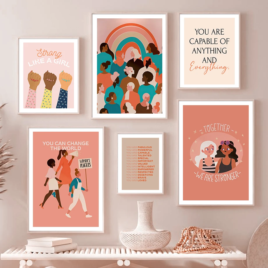 

Feminist Girl Power Empowered Equality Wall Art Canvas Painting Nordic Posters And Prints Wall Pictures For Living Room Decor