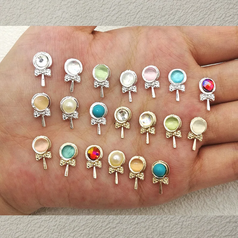 

10pcs Miniature Lollipop Charms Alloy Crystal Nial Art Accessories 3D Cute Rhinestone Diamond Decoration Jewelry For Manicure