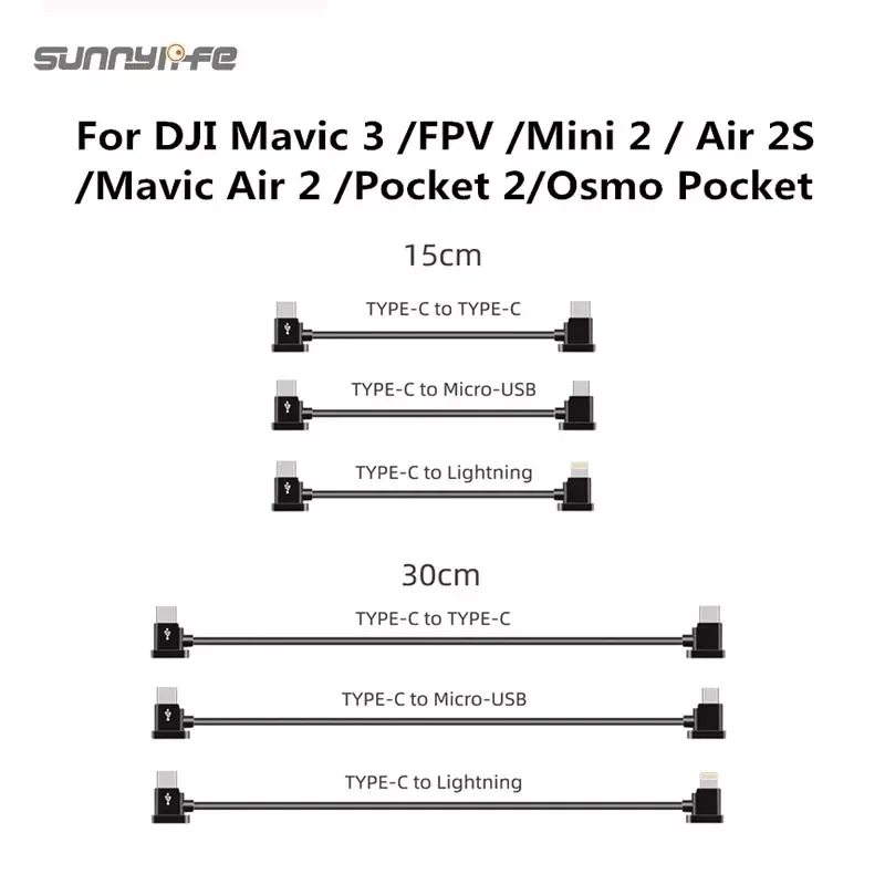 

Cable for DJI Mavic 3 MINI 2 FPV POCKET 2 AIR 2S MAVIC Air 2 OSMO Pocket Accessories TYPE C IOS Micro USB Wire