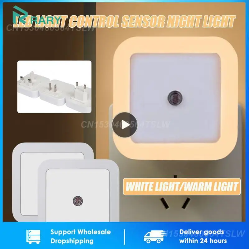 

Night Lamp Mini Closet Cabinet Backlight Light Sensor Control Eu Us Uk Plug Led Stairway Porch Light Square Nightlight 110-240v