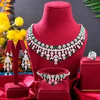 Kellybola 4 PCS Shiny Luxury Necklace Bangle Earrings Ring Jewelry Set Brides Wedding Jewellery Full CZ Charm High Quality