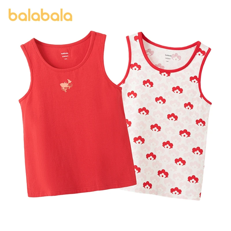 

Безрукавка Balabala для маленьких девочек, новинка, красная Всесезонная безрукавка из двух предметов на лямках, хлопковая безрукавка