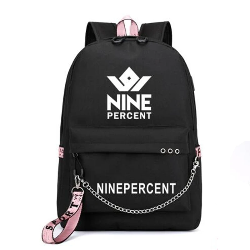 Nine Percent IKun Stars Fans USB Backpack School Bags Mochila Travel Laptop Chain Headphone Port
