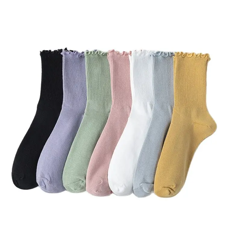 Кружевные хлопковые носки JK для девочек Lolita высшего качества однотонные