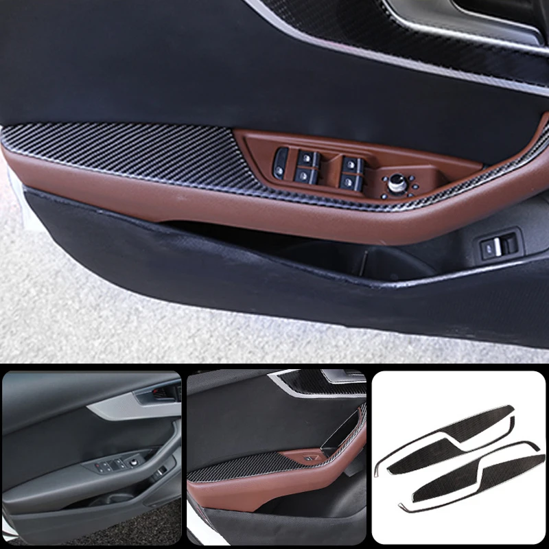 For Audi A4L A4 B9 2017 2018 Carbon Fiber Car-Styling Door Handle Armrest Panel Window Lift Cover Sticker