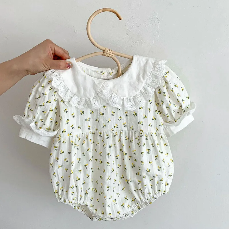 

Infant Baby Girls Jumpsuit Short Sleeved Cotton Floral Printing Newborn Baby Girl Romper Baby Girls Clothes For Summer