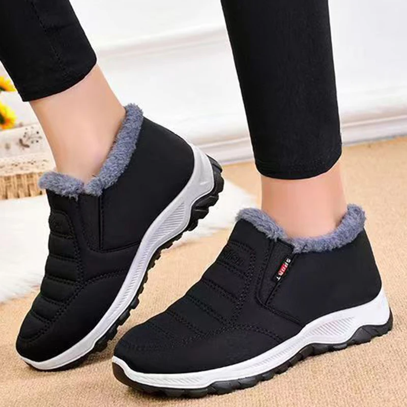 Snow Women's Boots Lightweight Women Booties Slip On Shoes Plus Size Ankle Platform Solid Botas Mujer