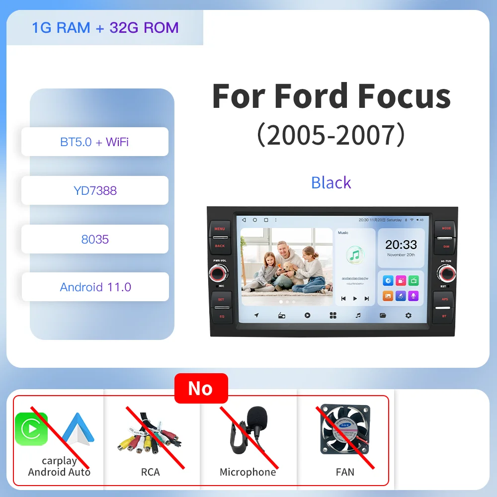 Мультимедийная магнитола Kapud для Ford Focus 2, стерео-система на Android 12, с 8 