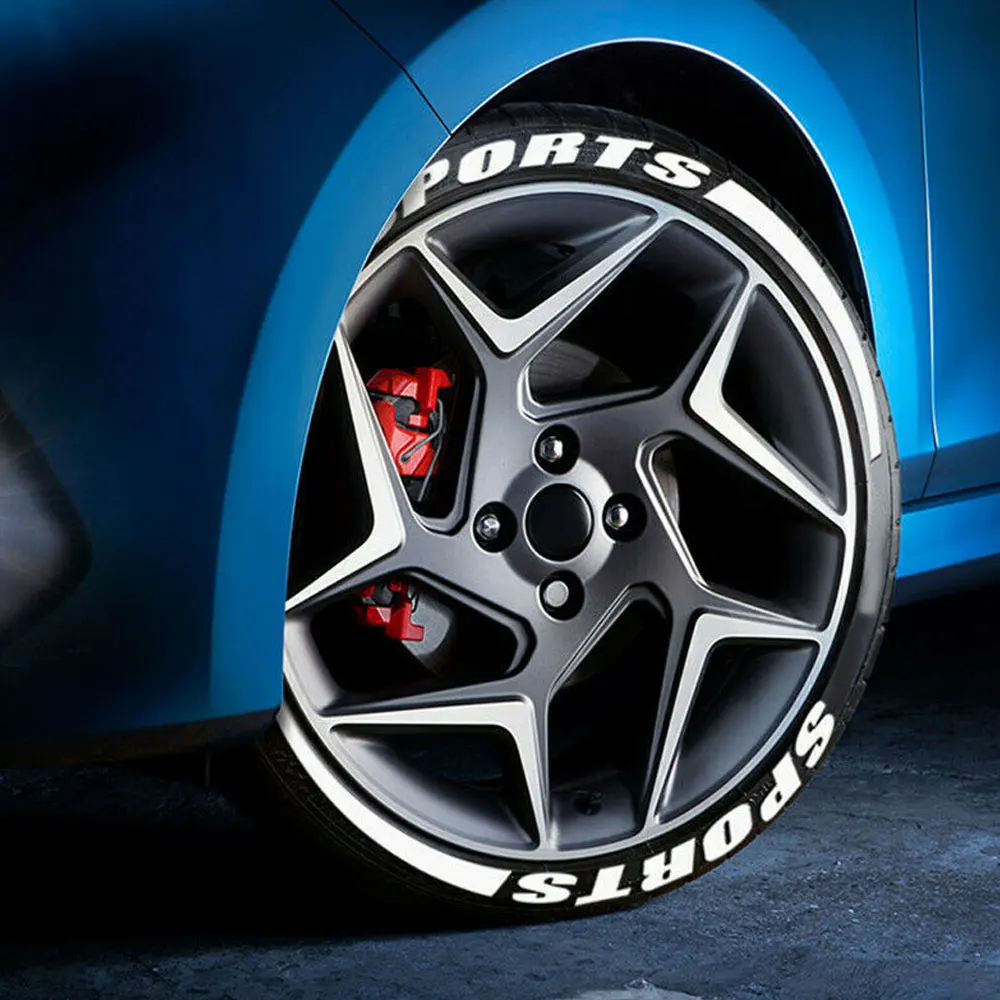 

Car Tuning SPORTS Tire Lettering Permanent Sticker 1.06" for 14"-22" 8 Kits Wheel Decal Universal Car Decoration Accessories