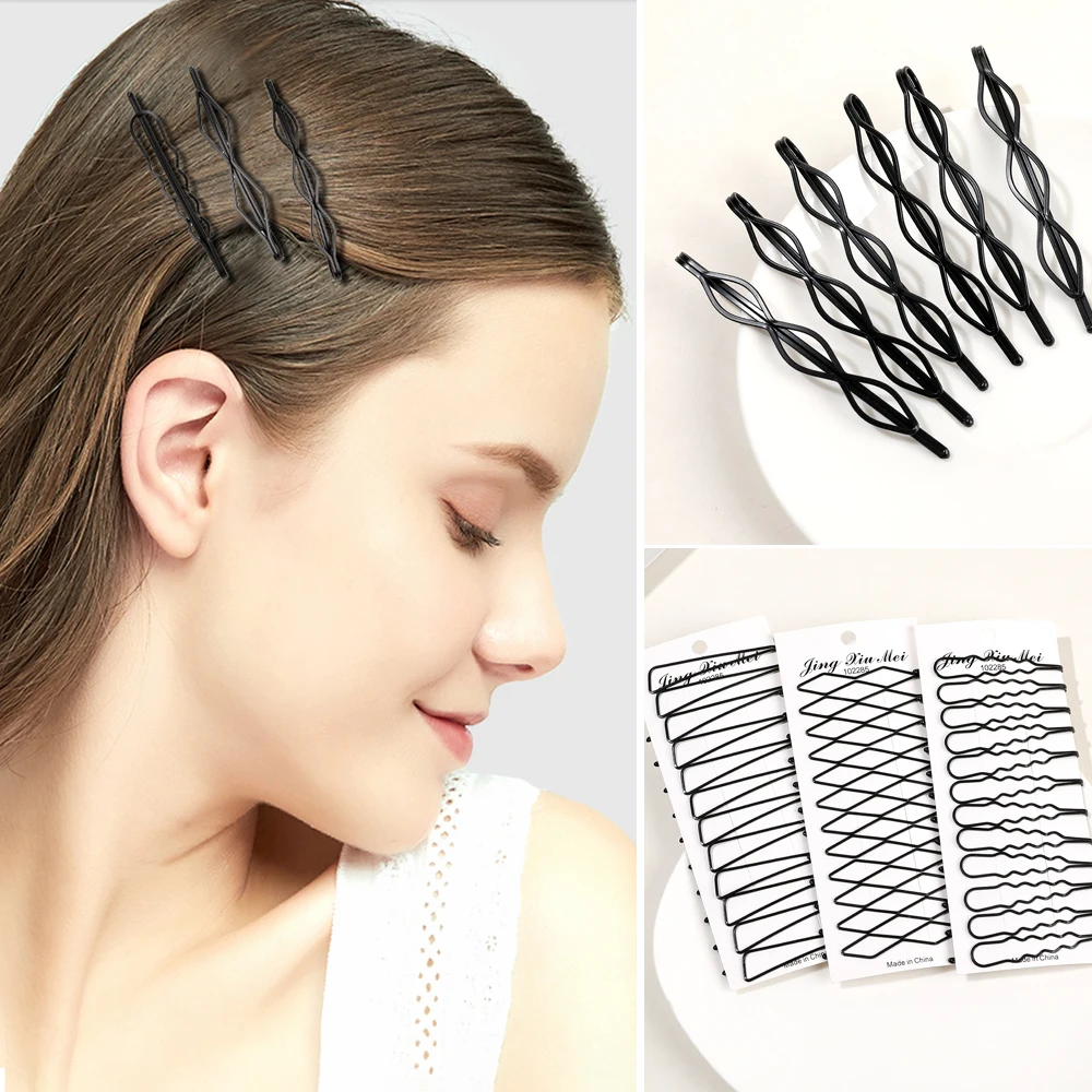 

Женские черные заколки для волос, черные металлические заколки для волос, 12 шт.