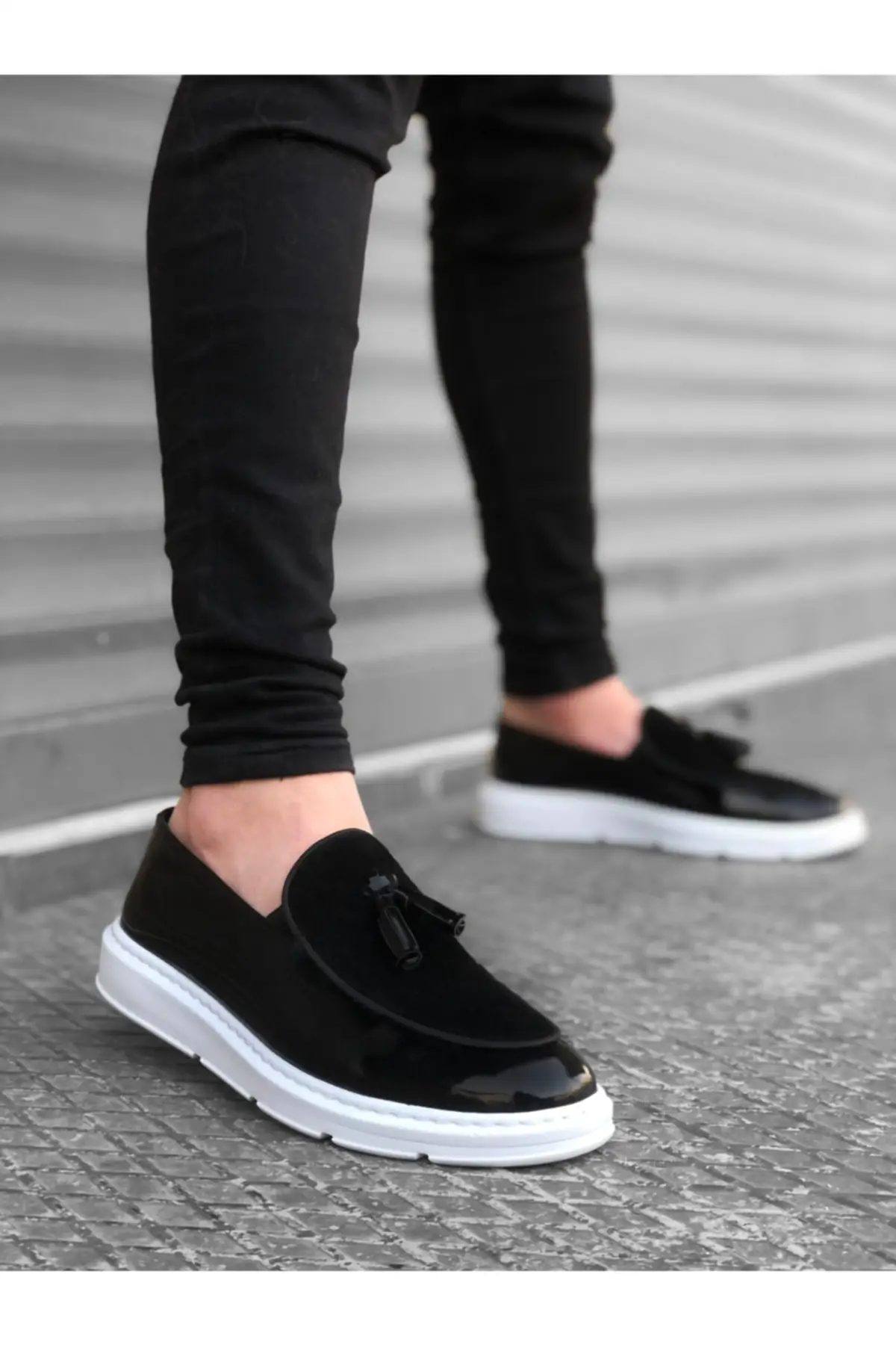 

Men's Shoes Ba0005 Laceless High Sole Black White Sole Classic Suede Detailed Tasseled Corcik Casual Summer