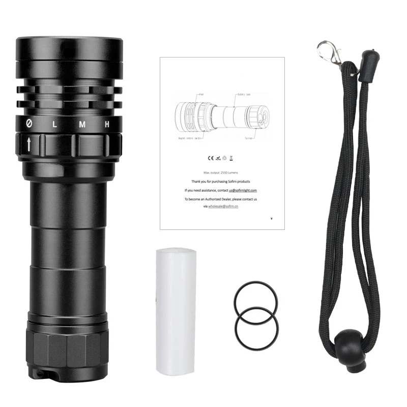 Фонарик для подводного плавания SD05 XHP50.2 супер яркий 21700 лм 5000 аккумулятор