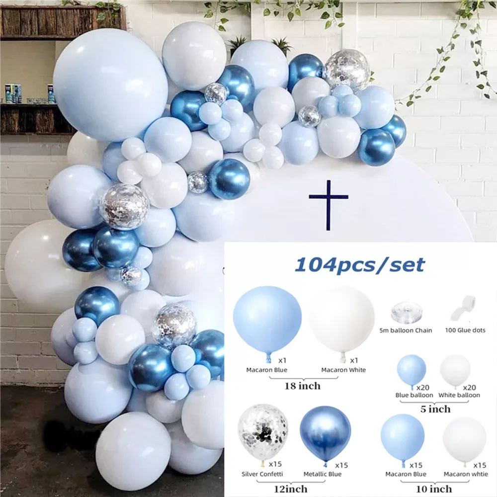 

NEW Balloons Garland Arch Party White Blue Ballons Wedding Birthday Festival Decoration Event Balloon Set