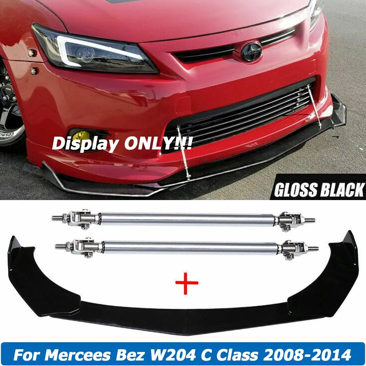 

Universal Front Bumper Lip Spoiler Splitter Deflector Body Kit Guards + 15cm Strut Rod For 2011-2016 Scion TC Car Accessories
