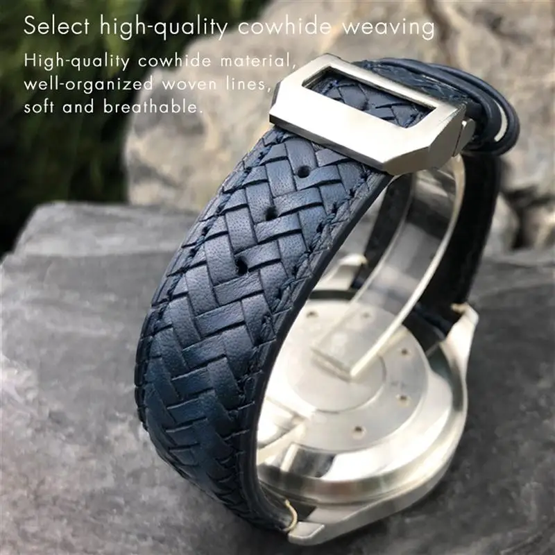 Ремешок MAISITU из воловьей кожи для IWC женский большой пилот IW377714 IW394005 синий кожаный