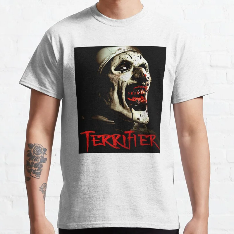 Vintage Horror movie Terrifier The Clown Art Scary Halloween Retro Scream film Killer clown 100% Cotton Printed t shirt for men