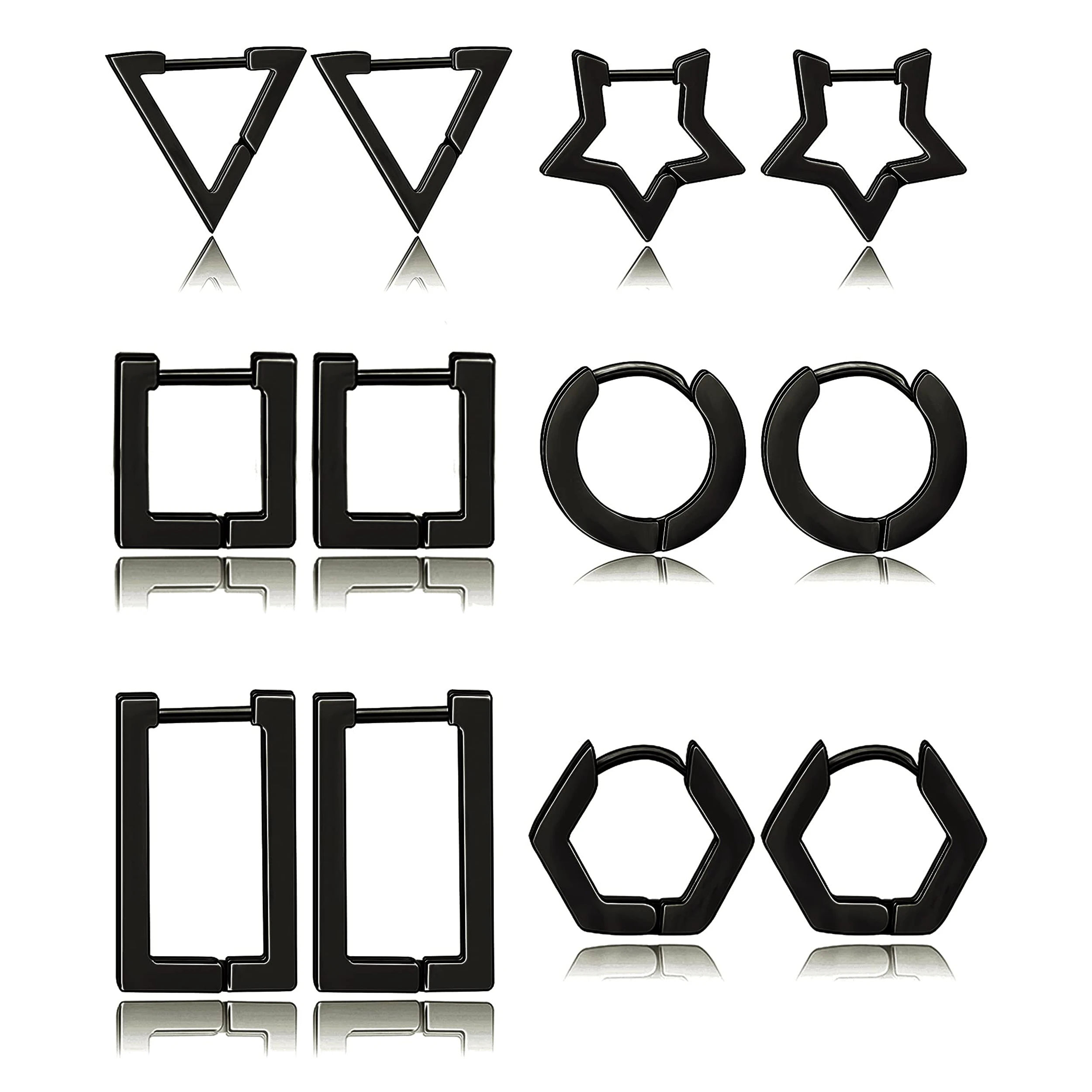 

6 пар, минималистичные серьги-кольца из нержавеющей стали