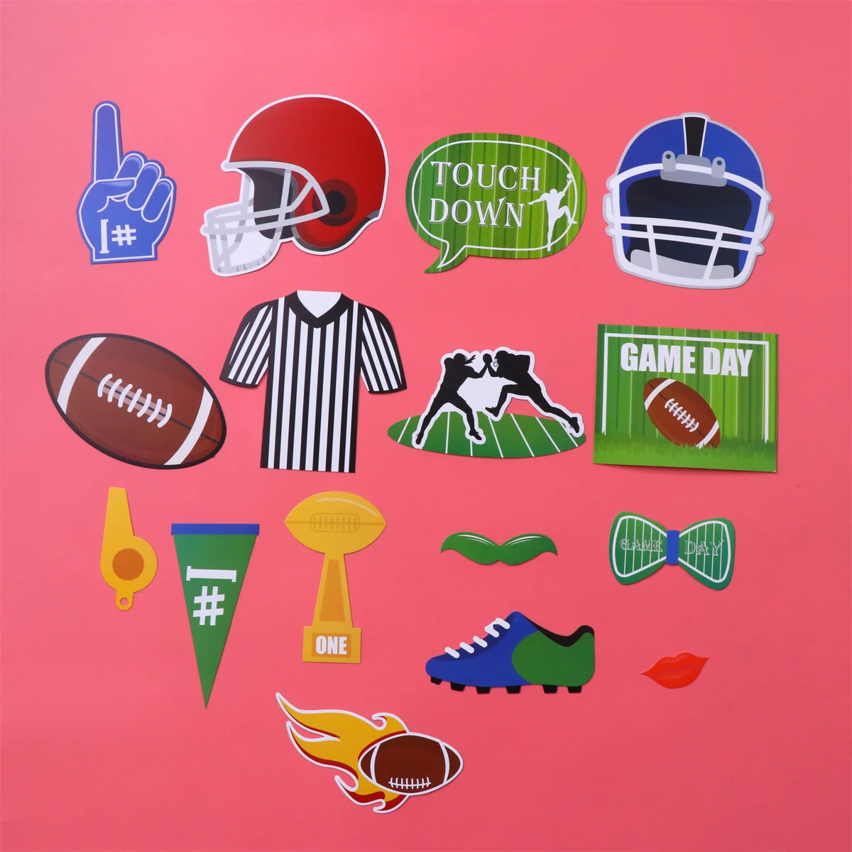 

Photo Props Booth Football Party Day Prop Sports Game Accessories Birthday Stick Diy Glasses Paper Selfie Hat Supplies Soccer