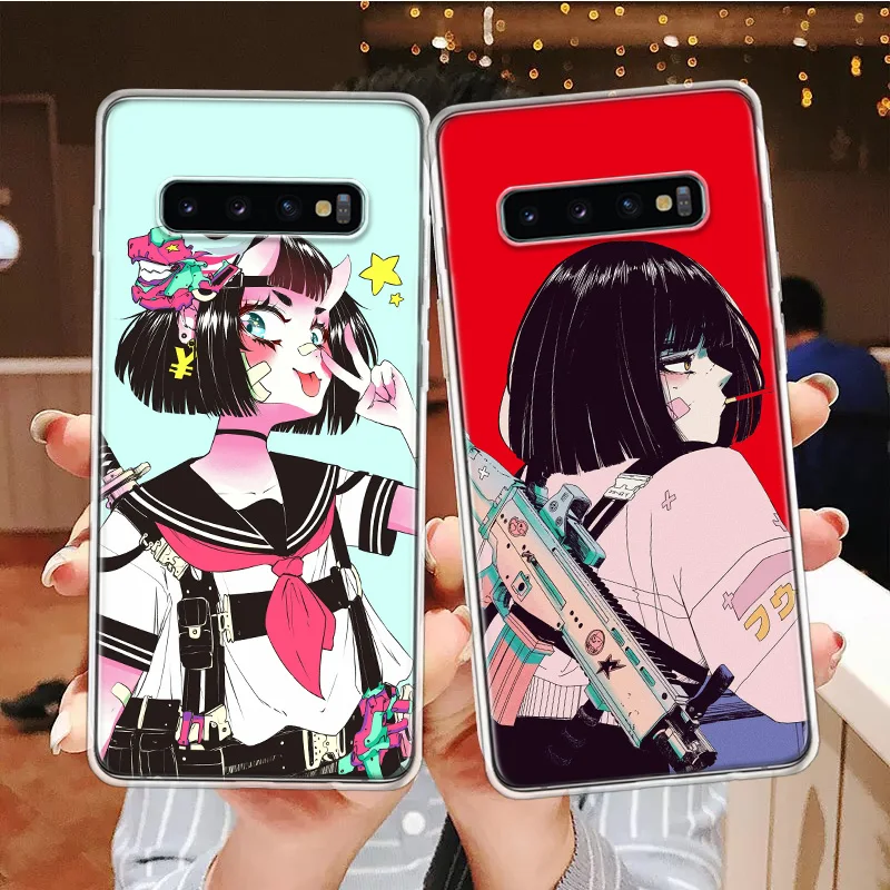 Силиконовый чехол для телефона в японском стиле с аниме девушкой Samsung Galaxy S10 Plus S20