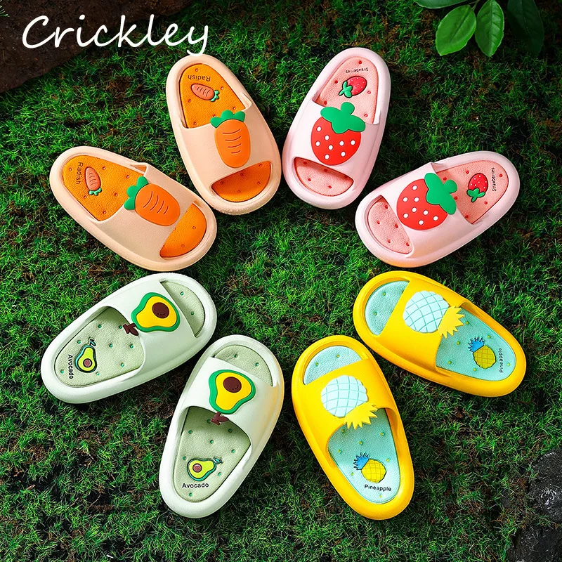 

Children Slippers Fruits Pattern Summer Child Breathable Beach Shoes For Toddler Boys Girls House Soft Non Slip Kids Slippers