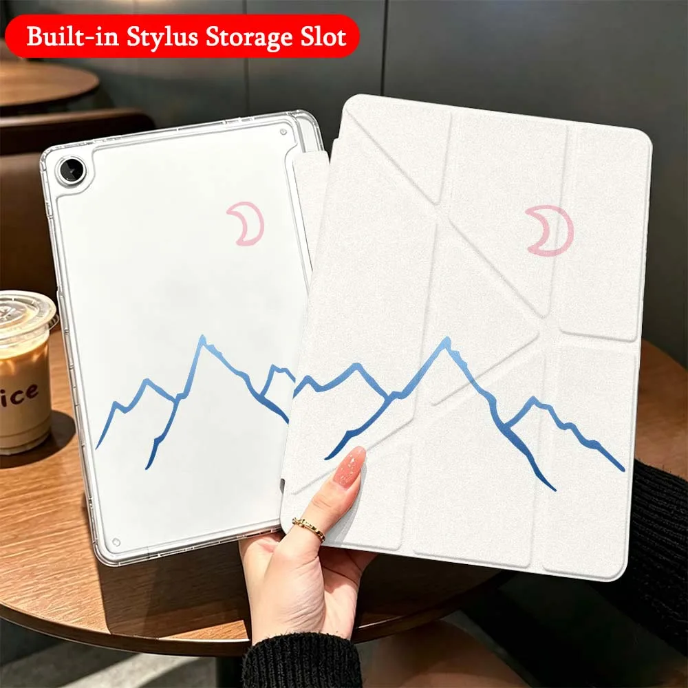 Фото Чехол Sun Half Moon Mountain для Samsung Galaxy Tab A9 A8 A11 S6 S7 S8 S9 S10 FE Plus Lite, прозрачный, Y-образный, складной, для планшета №1