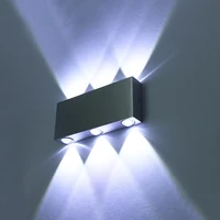indoor 6w rectangle led wall sconce light fixture updown lamp bulb aluminum silver shell