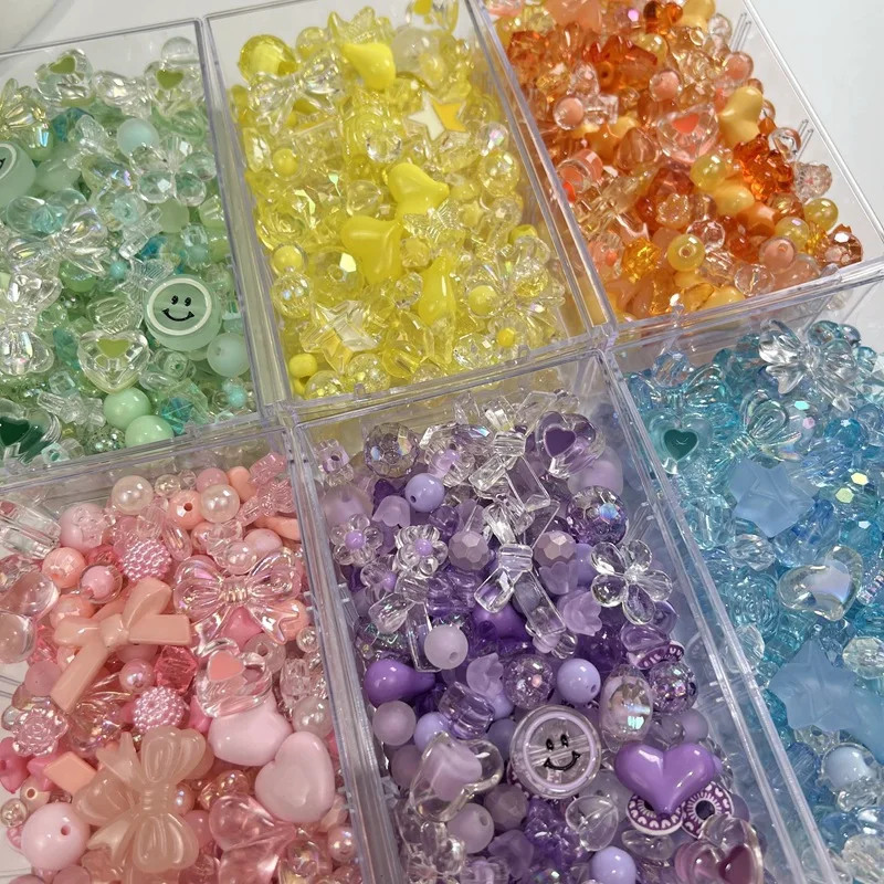 10g Mixing 8 Style Acrylic Beads Smile Heart Flower Loose For DIY Handmade Phone Chain Bracelet Jewelry Making Accessories - купить по