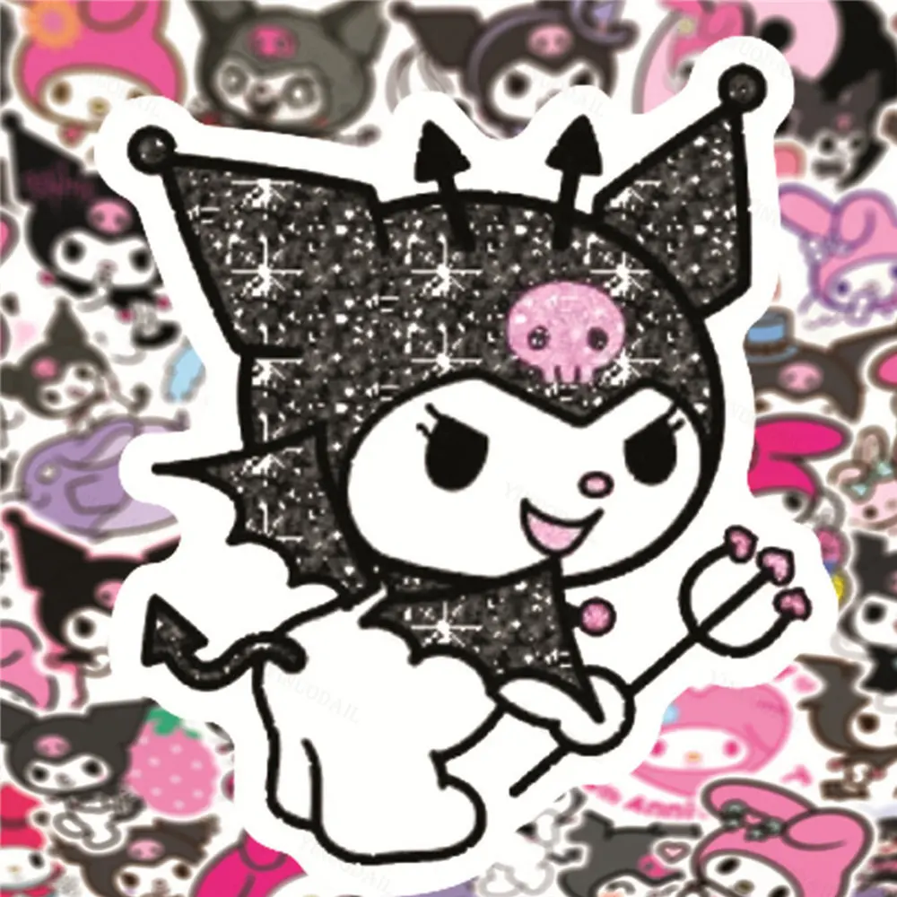 

100pcs Kawaii Kuromi Cartoon Stickers for Kids Girls Waterproof Cute Decals Toys Graffiti Diary Suitcase Phone Case Guitar