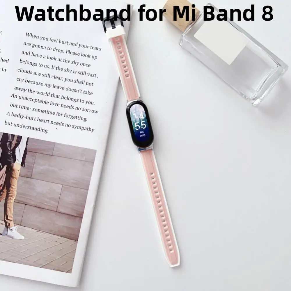 

Watchband for Mi Band 8 Smart Watch Silicone Two-color Comfortable Waterproof Sweatproof Replacement Watch Strap Accessories