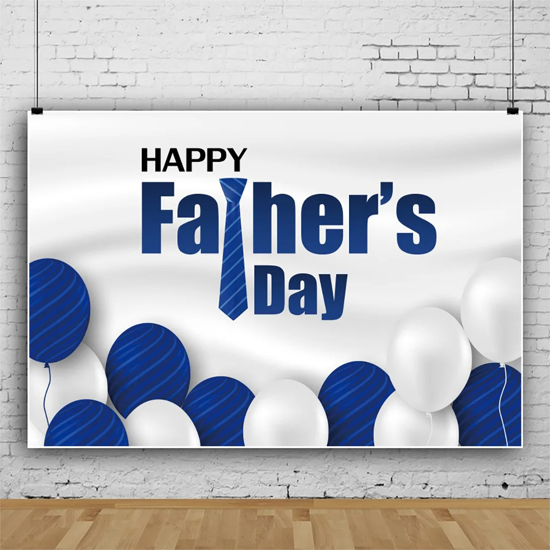 

Happy Father's Day Photography Background Blue White Balloon Tie Decor Dad I Love You Photozone Photo Studio Photobooth Backdrop