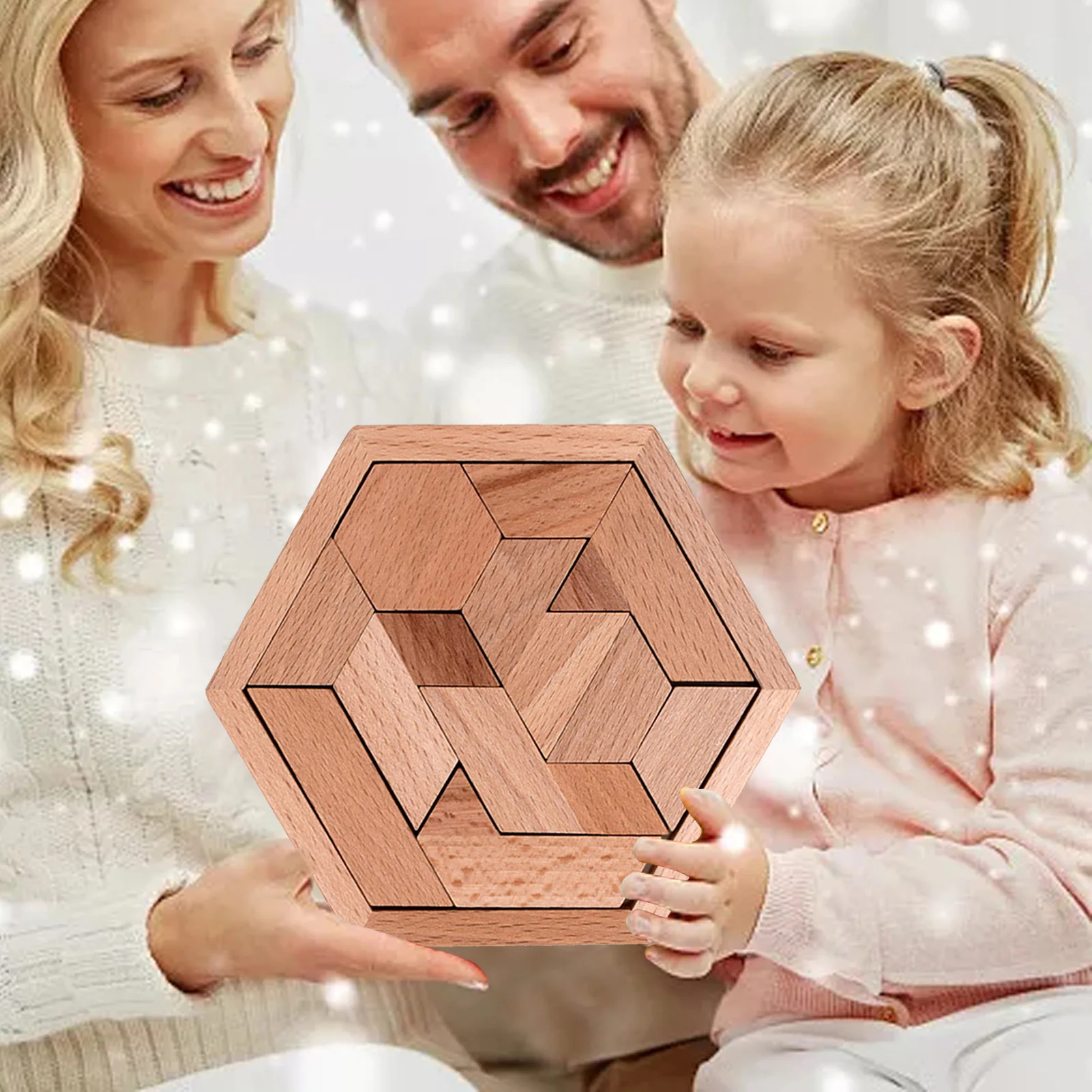 

Hexagon Puzzle GameGeometry Shape Blocks Toy Wooden Brain Teasers Puzzles Educational Gift For Baby Toddlers Kids 11 Blocks