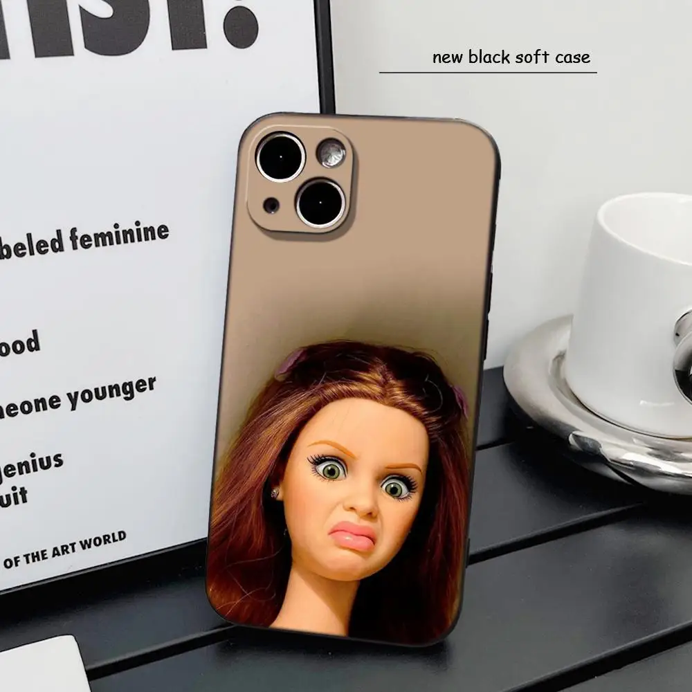 Фото Забавный чехол для телефона с изображением кукольного лица HYBXAXC для iPhone 16, 15, 14, 13, 12, 11, Pro, Max, Plus, X, XS, SE, E, Mini, мягкий силиконовый черный чехол для CS DOTA №5