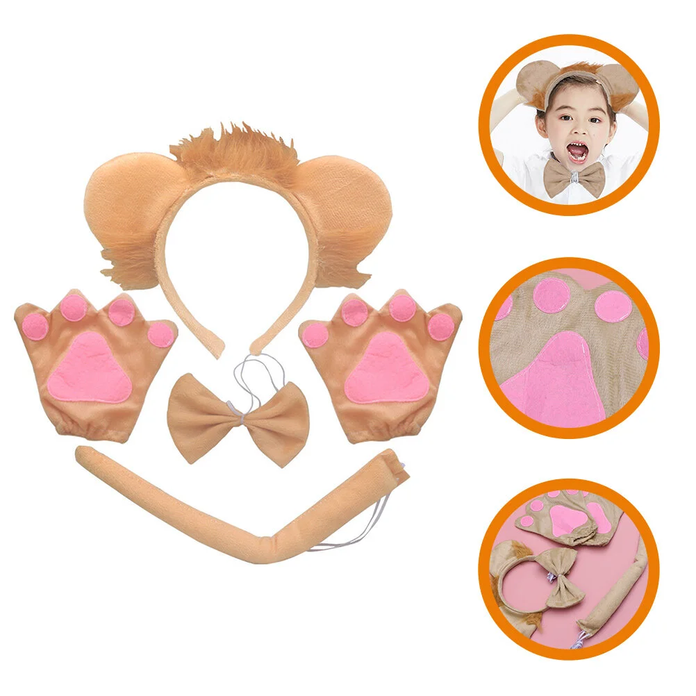 

Prom Decor Bow Tie Lion Ears 19.5x15cm Woman Cosplay Kit Party Headdress Unique Fabric Creative Tail