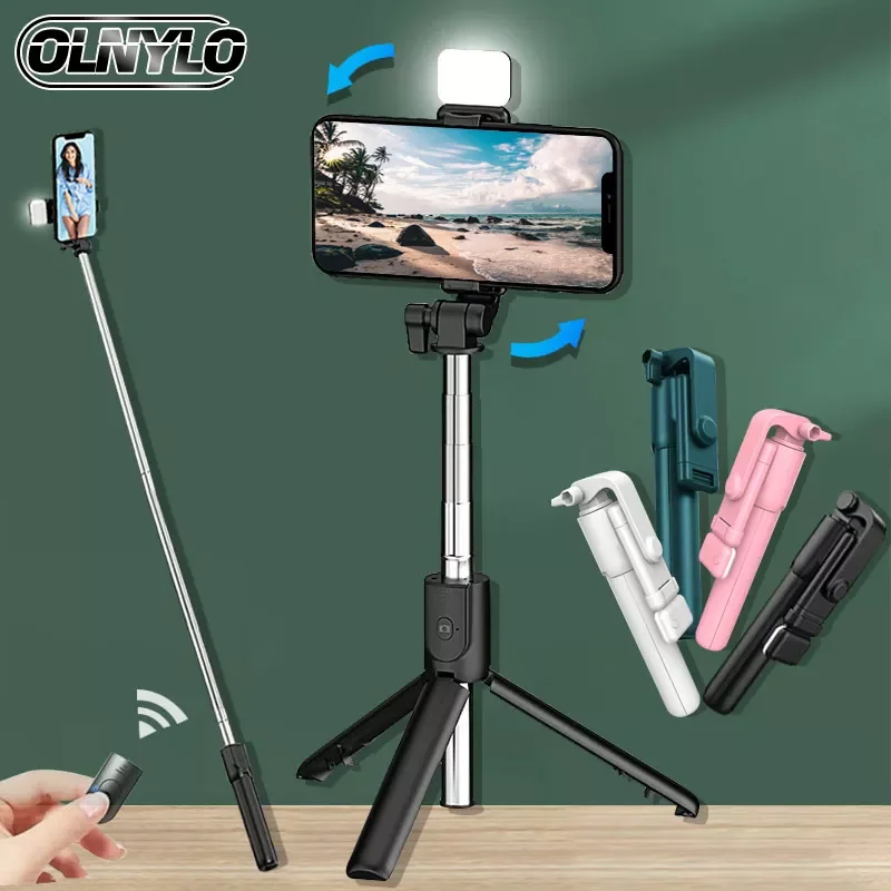 

Selfie Stick Wireless Bluetooth Compatible Foldable Mini Tripod For Phone With Fill Light Shutter Remote Control For IOS Android